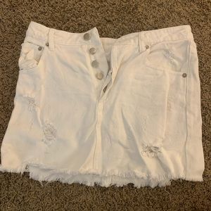 High Waisted White Jean Skirt